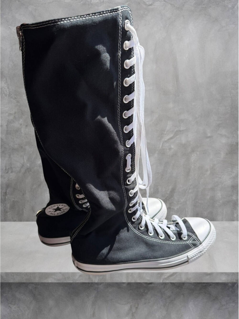 Converse Chuck Taylor All Star XXHi Knee High Black Canvas Sneaker Boots Y2K Emo